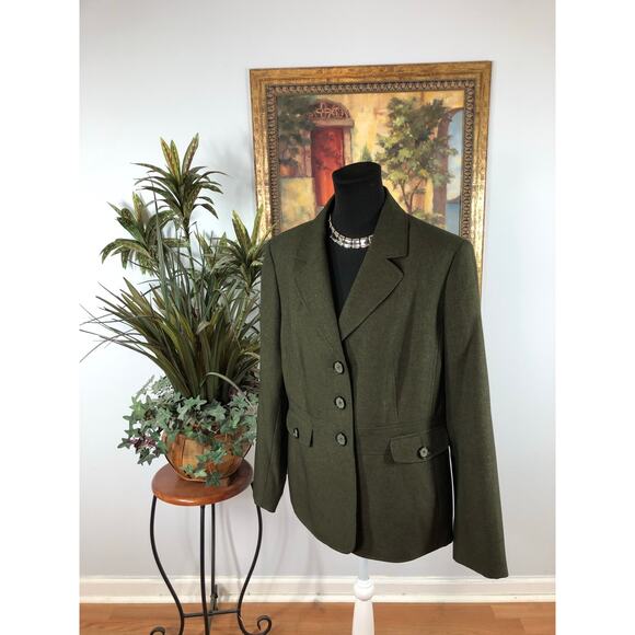 Jones Wear Suit Women Size 16 Gray Lapel Notch Collar Pocket Long Sleeve Preppy - Picture 3 of 10